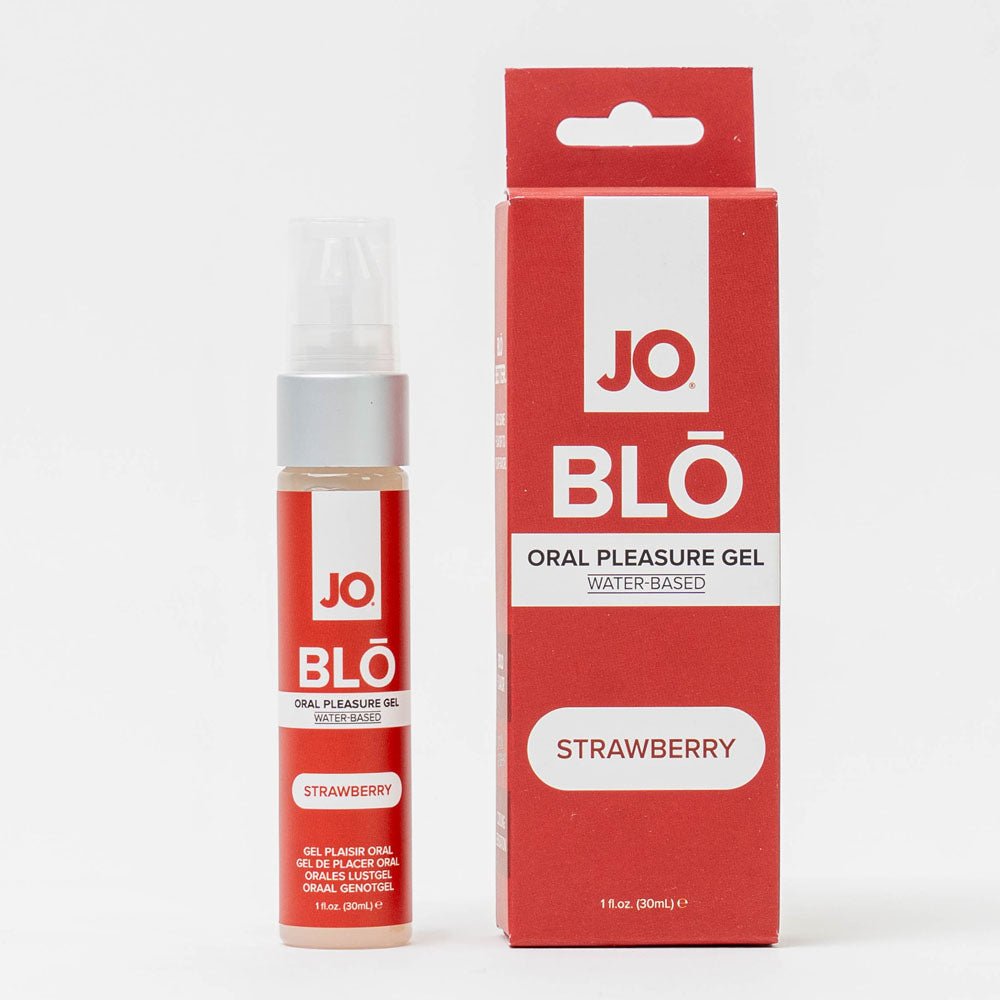 JO Blo Strawberry - Strawberry Flavoured Oral Pleasure Gel - 30 ml Bottle - Pleasure Den