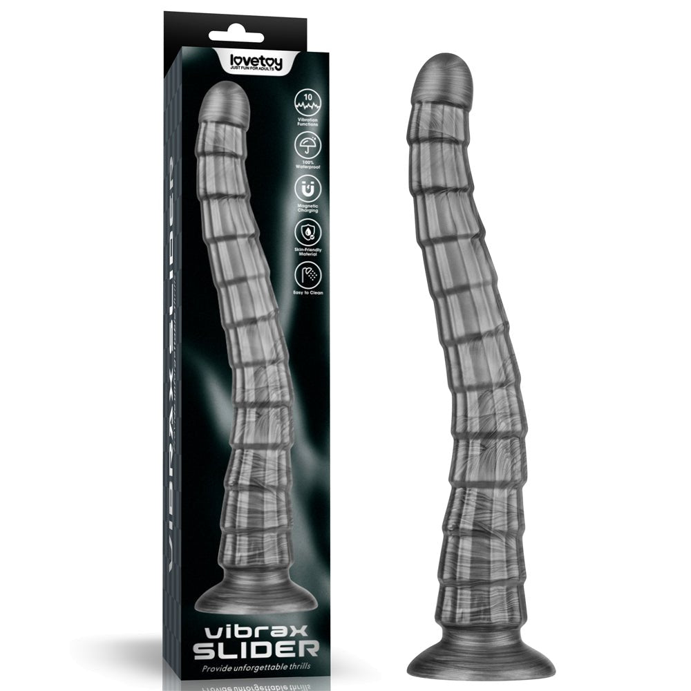 King Sized Vibrating Vibrax Slider - Grey 36.8 cm (14.5'') USB Rechargeable Vibrating Dildo - Pleasure Den
