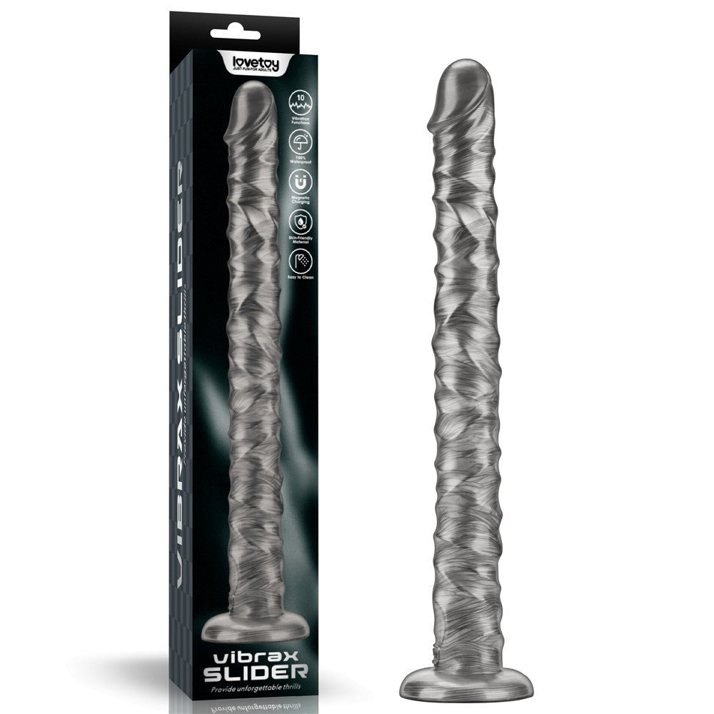 King Sized Vibrating Vibrax Slider - Grey 40.8 cm (16'') USB Rechargeable Vibrating Dildo - Pleasure Den