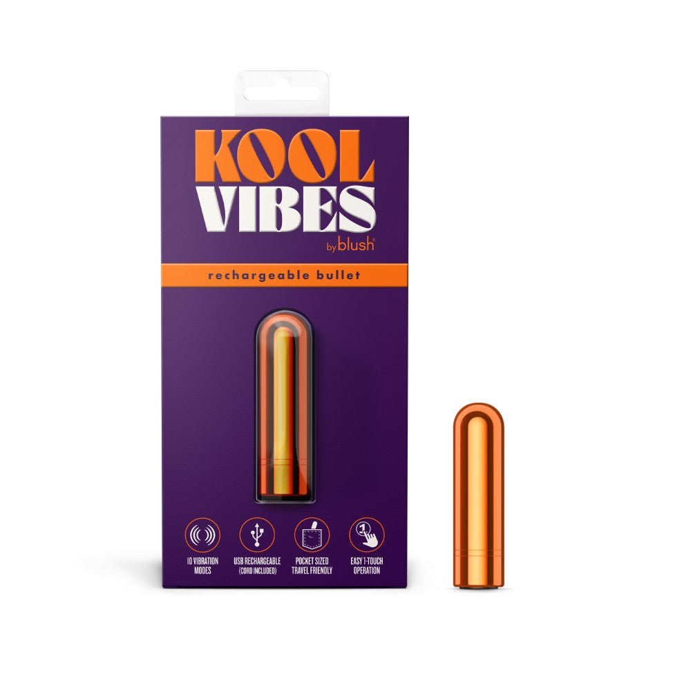 Kool Vibes - Rechargeable Mini Bullet - Tangerine - Orange 6.4 cm USB Rechargeable Bullet - Pleasure Den