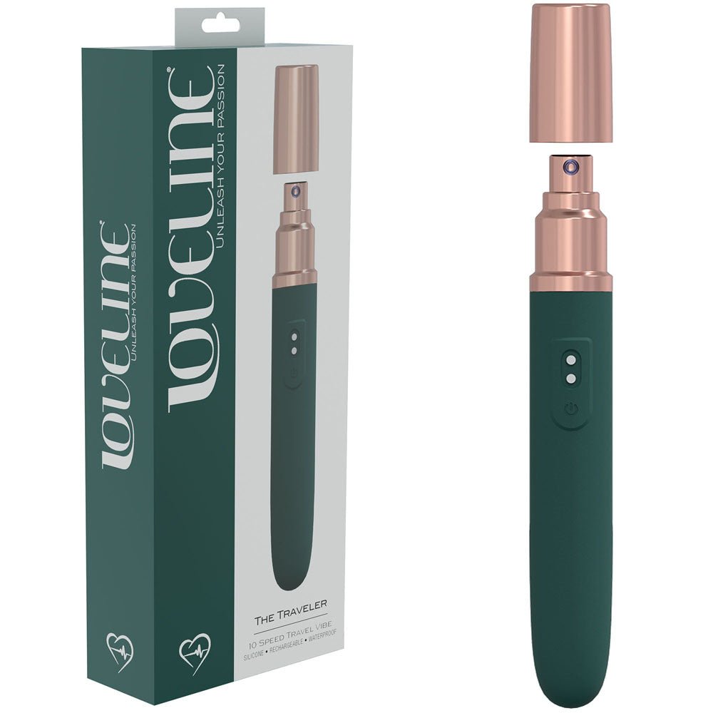 LOVELINE The Traveler - 17.6 cm USB Rechargeable Vibrator with Lube Applicator - Pleasure Den