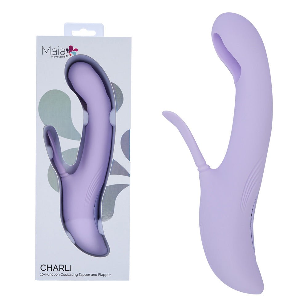 Maia CHARLI - Lavender 22.9 cm USB Rechargeable Flapping & Tapping Rabbit Vibrator - Pleasure Den