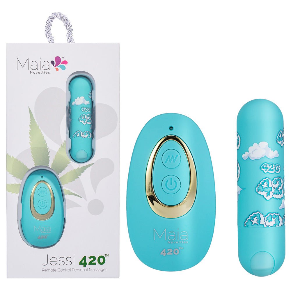Maia JESSI 420 Remote - Sky 7.6 cm USB Rechargeable Bullet with Wireless Remote - Pleasure Den