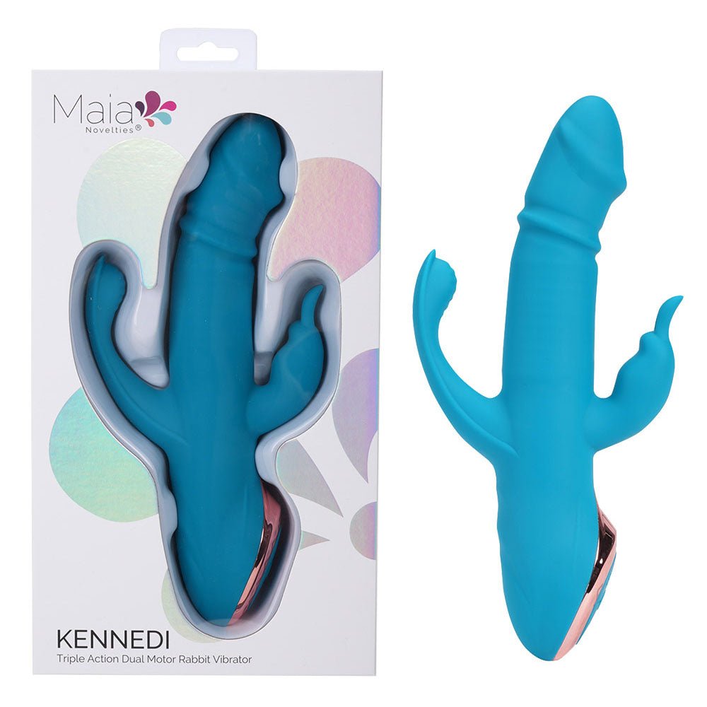 Maia KENNEDI - 23.5 cm USB Rechargeable Triple Stimulating Vibrator - Pleasure Den