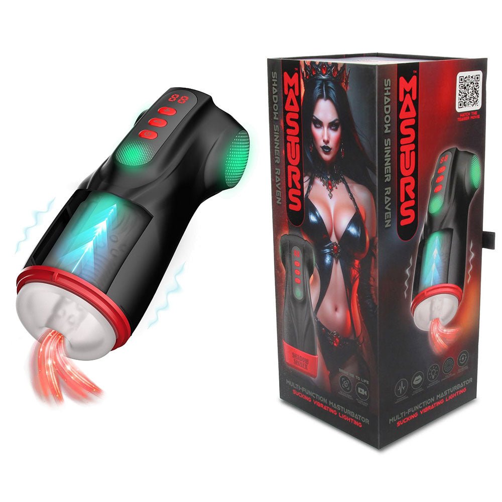 MASTURS Raven - USB Rechargeable Vibrating and Sucking Auto Stroker with Augmented Reality - Pleasure Den