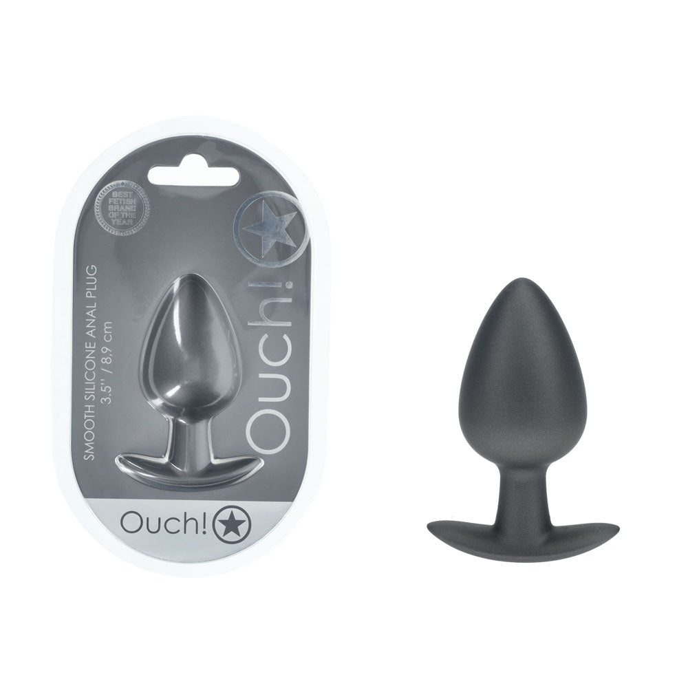 OUCH! Anal Plug - Large - Gun Metal - Gun Metal Grey 8.9 cm Large Butt Plug - Pleasure Den