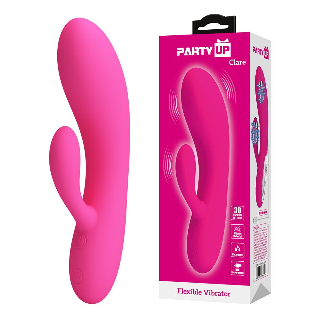 Party Up CLARE Flexible Vibe - 16.9 cm USB Rechargeable Rabbit Vibrator - Pleasure Den
