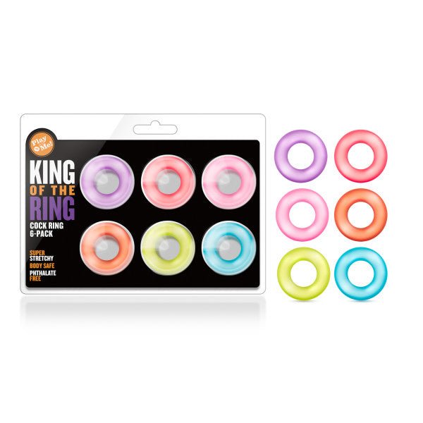 Play With Me - King of the Ring - Coloured Cock Rings - Set of 6 - Pleasure Den