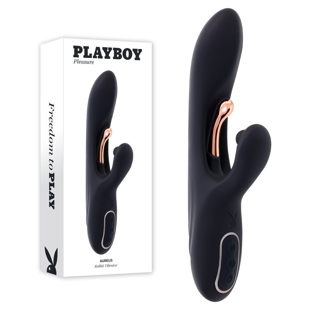Playboy Pleasure AUREUS - 22.7 cm USB Rechargeable Rabbit Vibrator with Internal Flicker - Pleasure Den