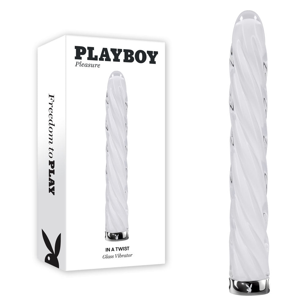 Playboy Pleasure IN A TWIST - Glass 17.5 cm USB Rechargeable Vibrator - Pleasure Den