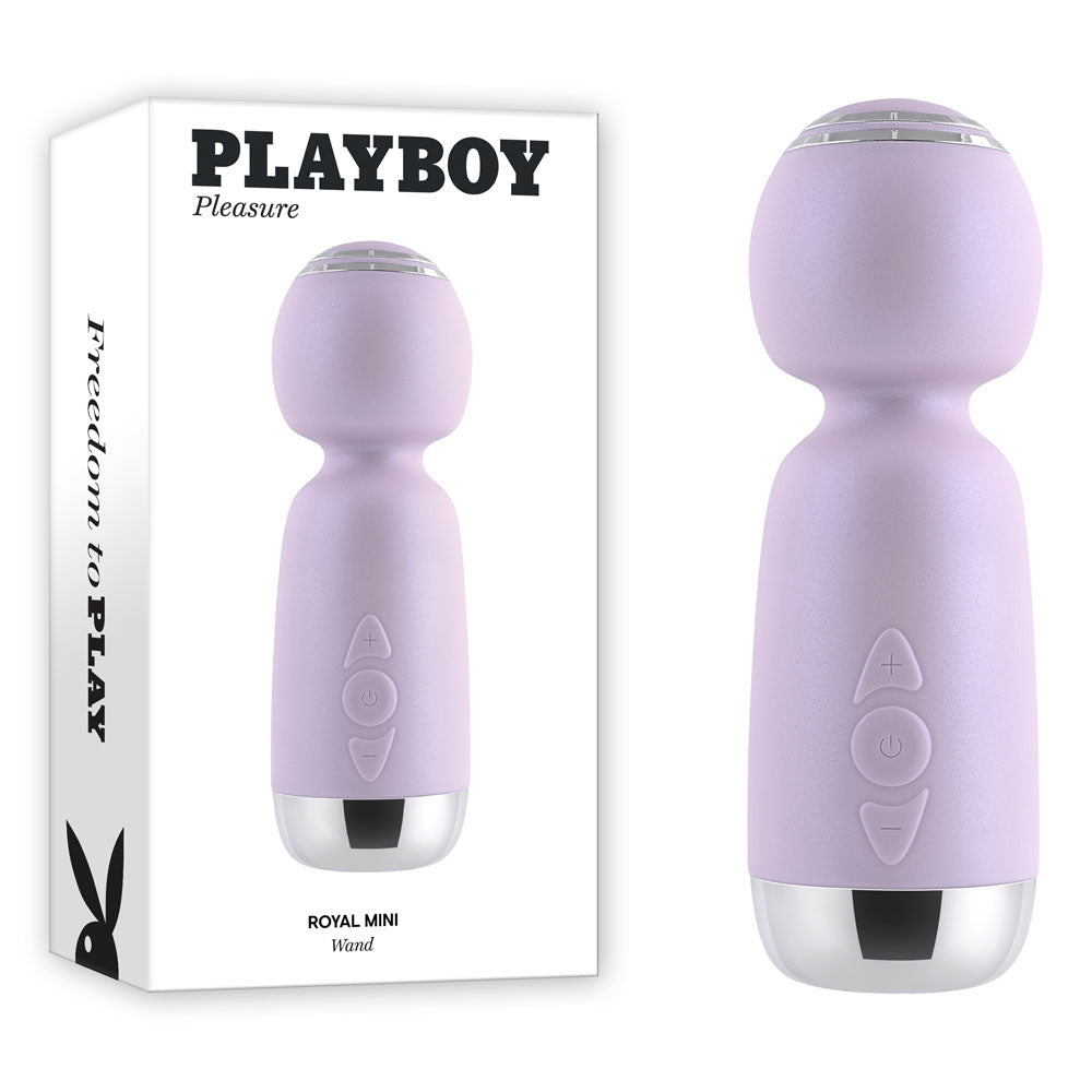 Playboy Pleasure ROYAL MINI - Lilac 12.5 cm USB Rechargeable Mini Wand Vibrator - Pleasure Den