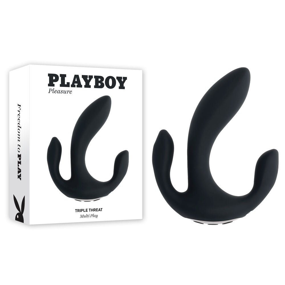 Playboy Pleasure TRIPLE THREAT - USB Rechargeable Triple Probe Vibrator - Pleasure Den