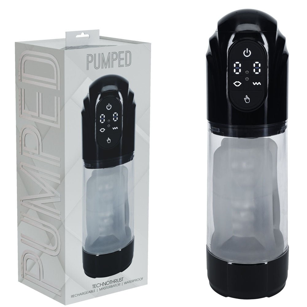 PUMPED TechnoThrust Auto Masturbator - /Clear USB Rechargeable Auto Maturbator - Pleasure Den