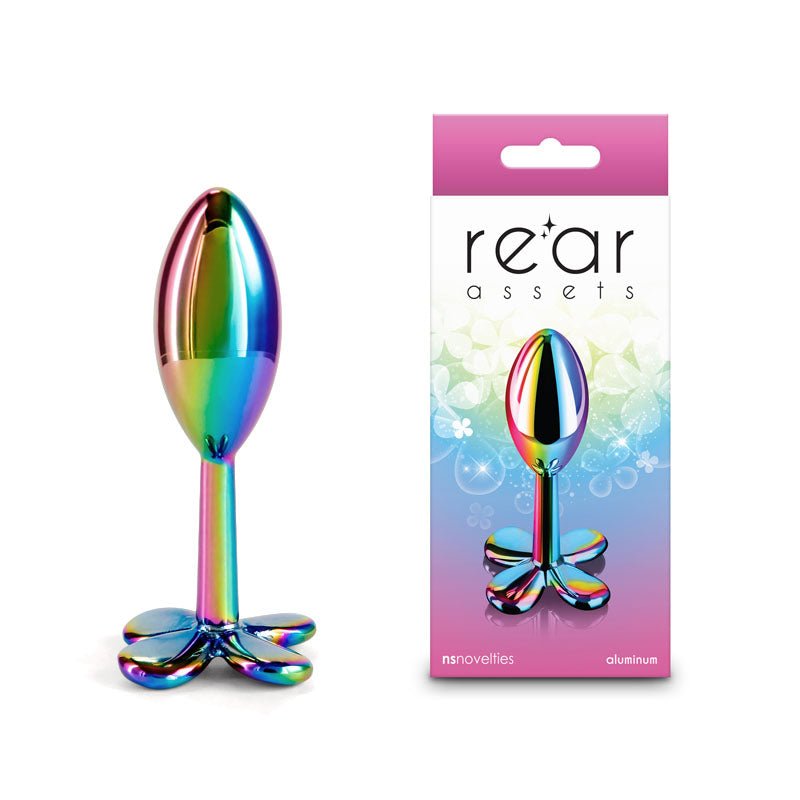Rear Assets Clover - Multicolour - Multicoloured 9.2 cm Metallic Butt Plug - Pleasure Den
