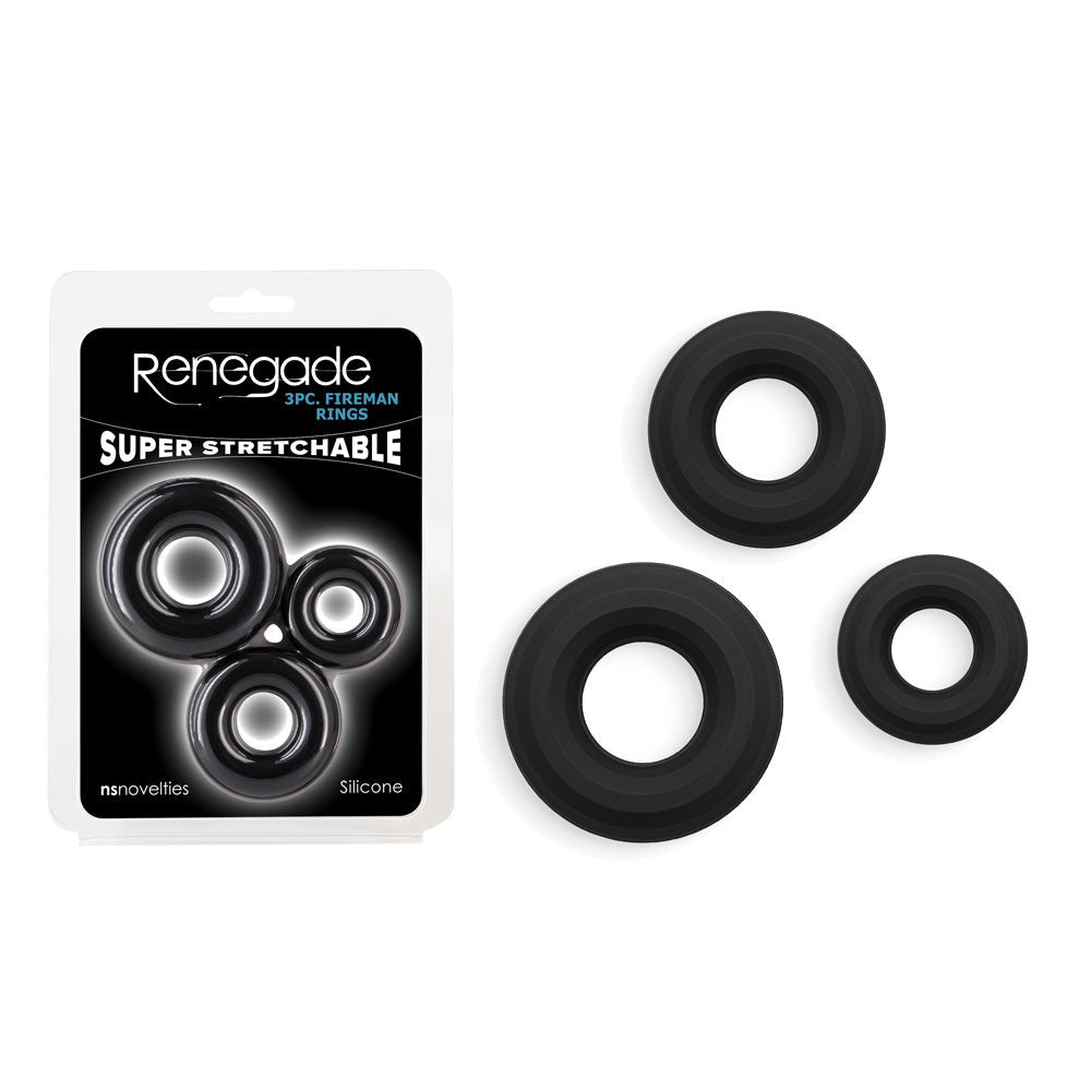 Renegade 3pc Fireman Rings - Cock Rings - Set of 3 Sizes - Pleasure Den