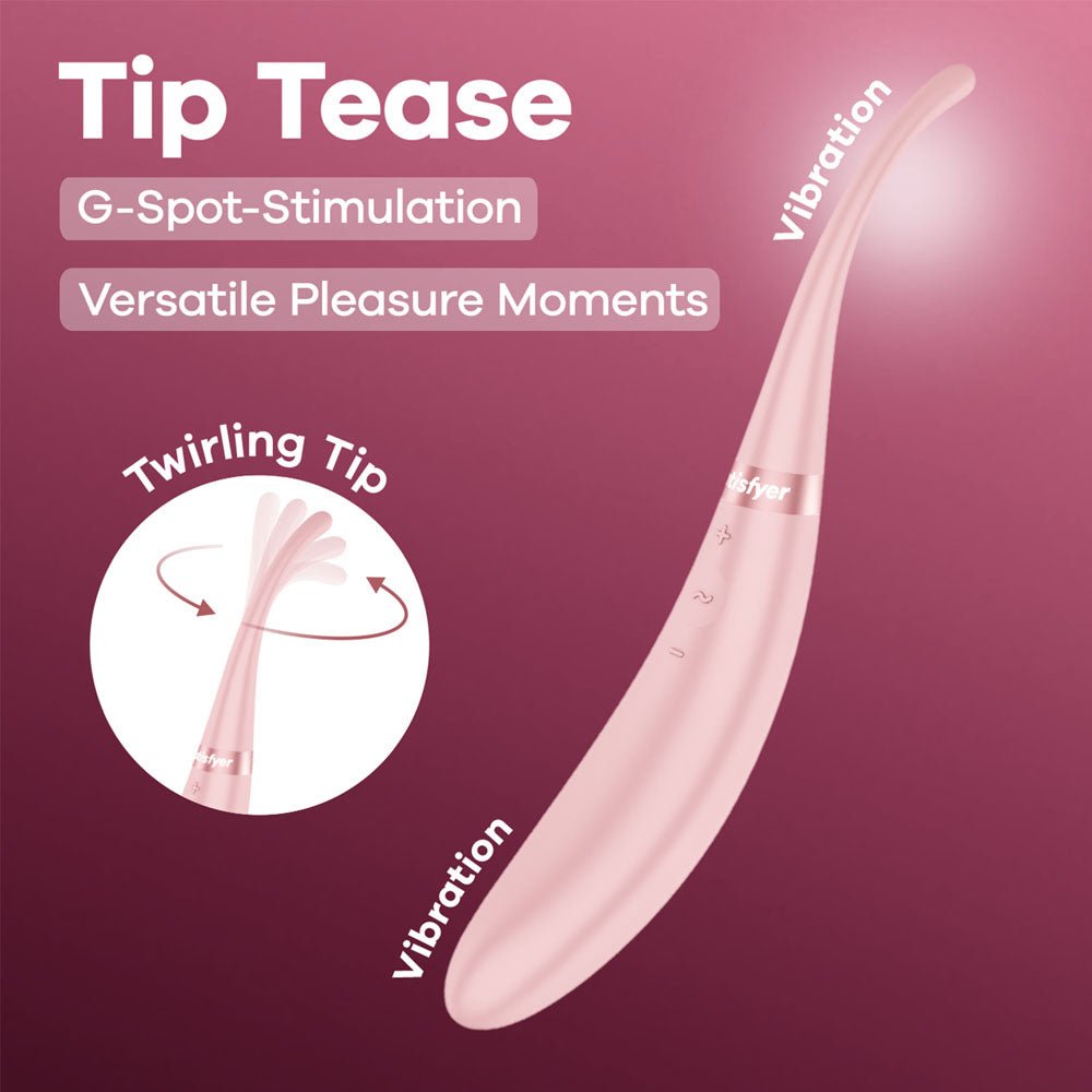 Satisfyer Tip Tease - Rose - Rose USB Rechargeable Vibrator with Twirling Tip - Pleasure Den