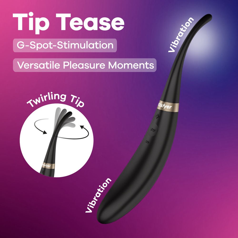 Satisfyer Tip Tease - USB Rechargeable Vibrator with Twirling Tip - Pleasure Den