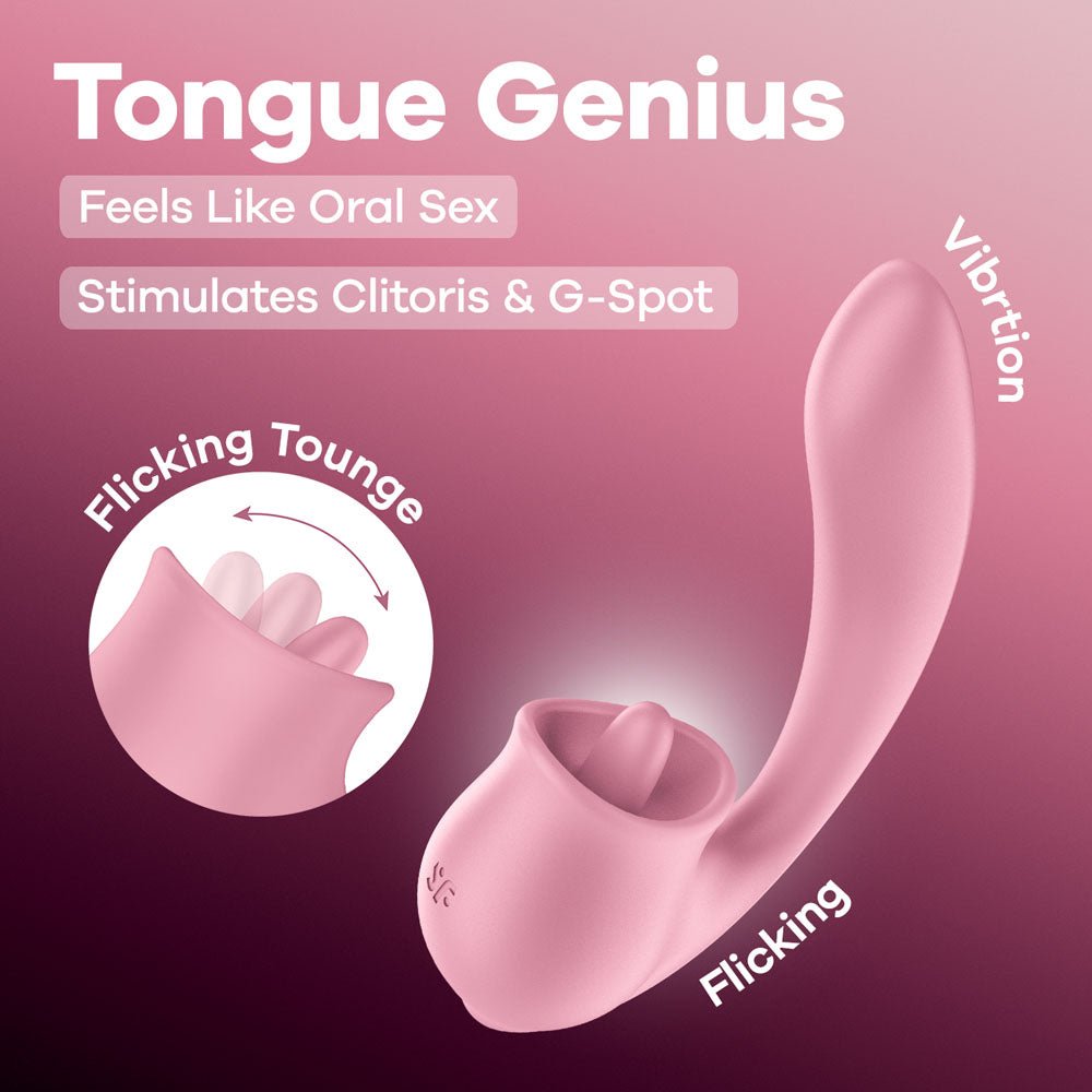 Satisfyer Tongue Genius - USB Rechargeable Vibrator with Flicking Clit Stimulator - Pleasure DenSatisfyer Tongue Genius