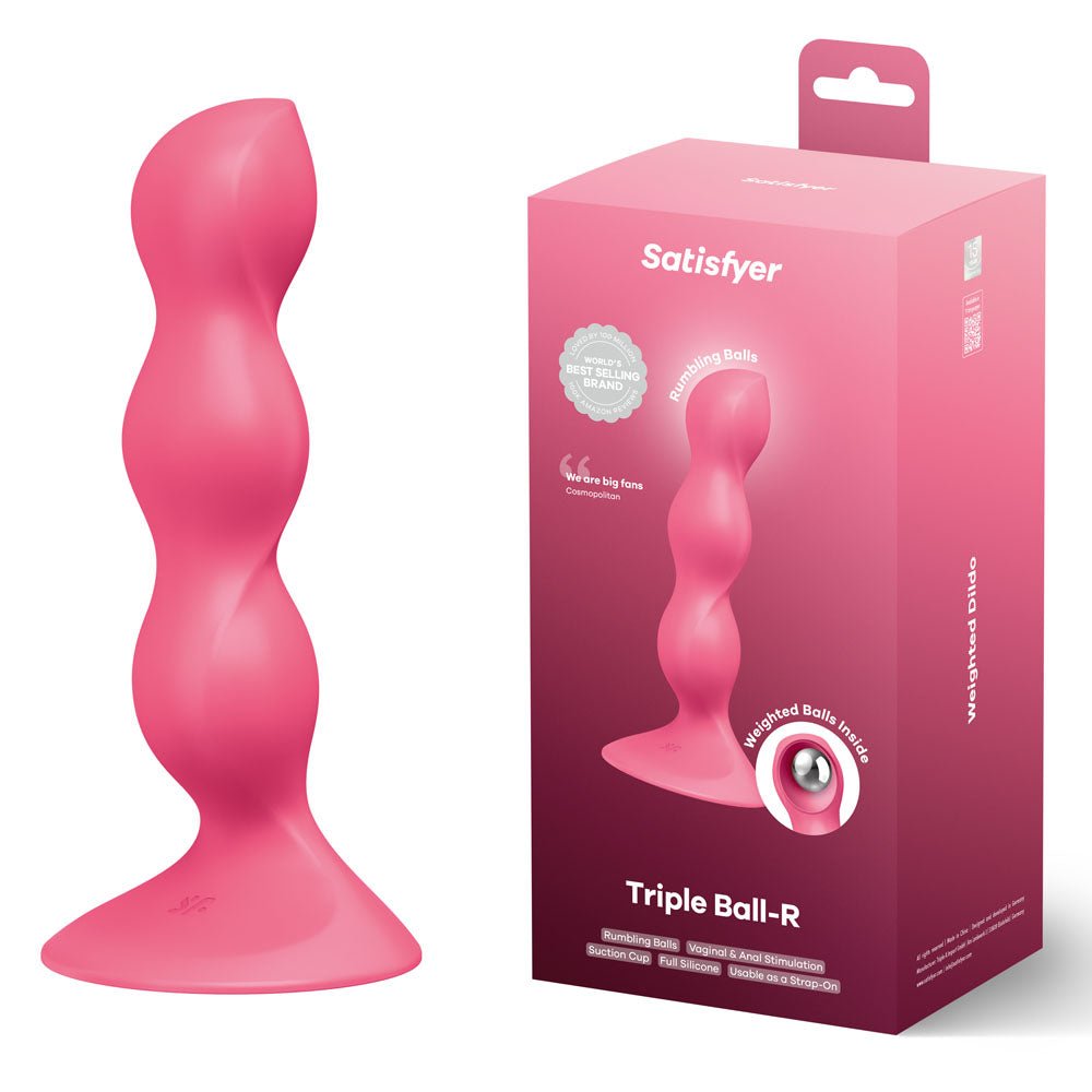 Satisfyer Triple Ball-R - 18 cm Beaded and Weighted Dildo - Pleasure Den