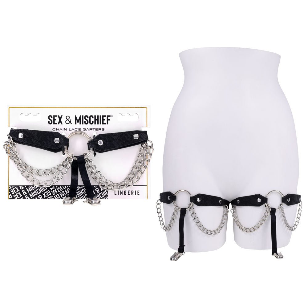 Sex & Mischief Chain Lace Garters - /Metal Garters - Pleasure Den
