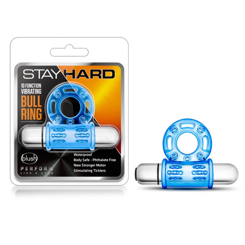 Stay Hard 10-Function Vibrating Bull Ring - Vibrating Cock Ring - Pleasure Den