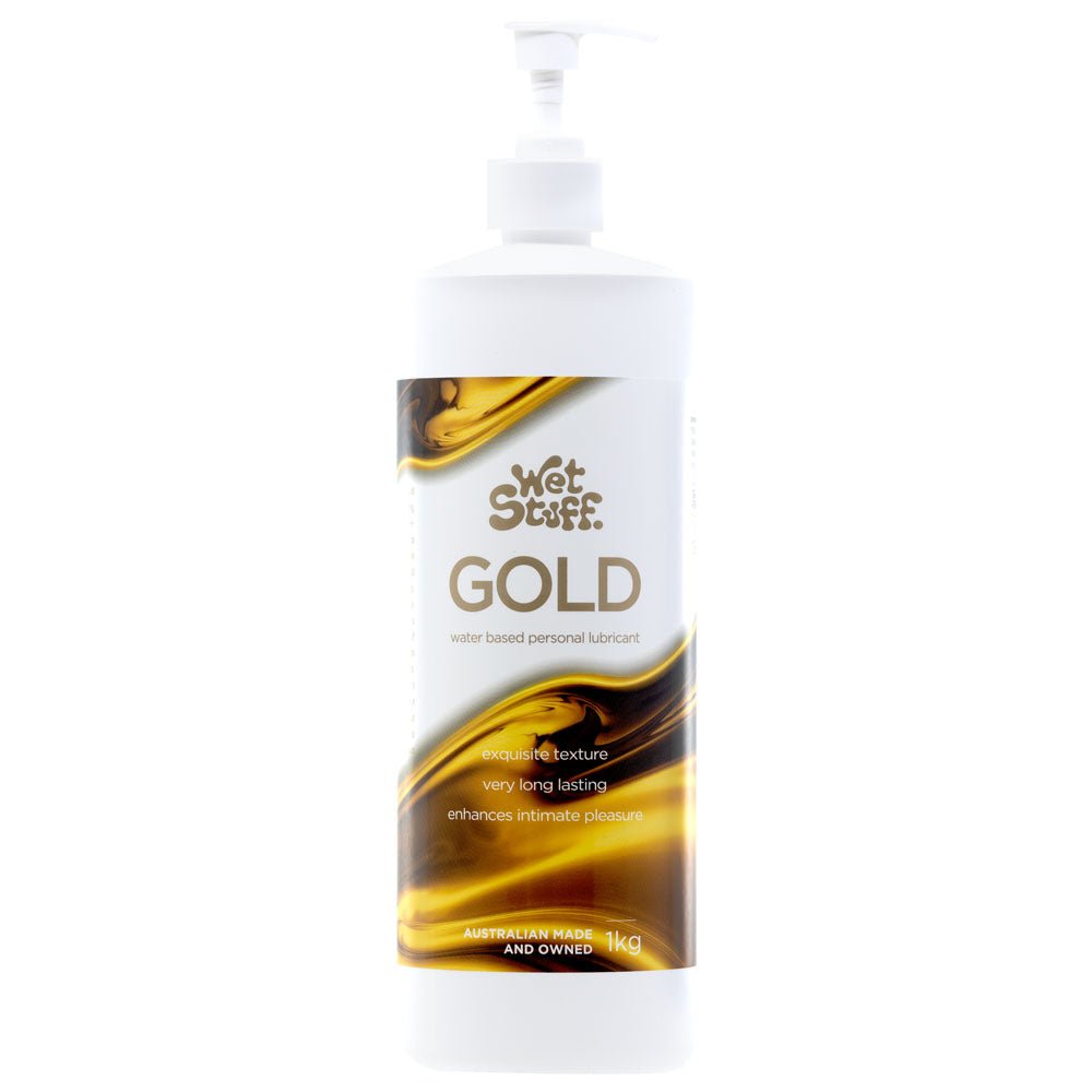 Wet Stuff Gold - 1kg Pump - Water Based Lubricant - 1 kg Pump Bottle - Pleasure Den