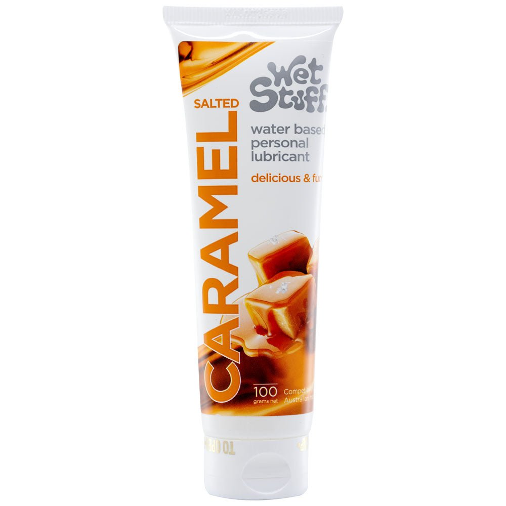 Wet Stuff Salted Caramel - 100g Tube - Salted Caramel Flavoured Water Based Lubricant - 100 gram Tube - Pleasure Den