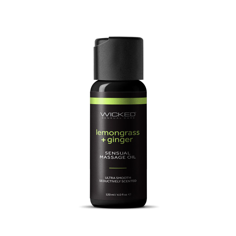 Wicked Sensual Massage Oil - Lemongrass + Ginger - Lemongrass and Ginger Scented Massage Oil - 120 ml Tube - Pleasure Den