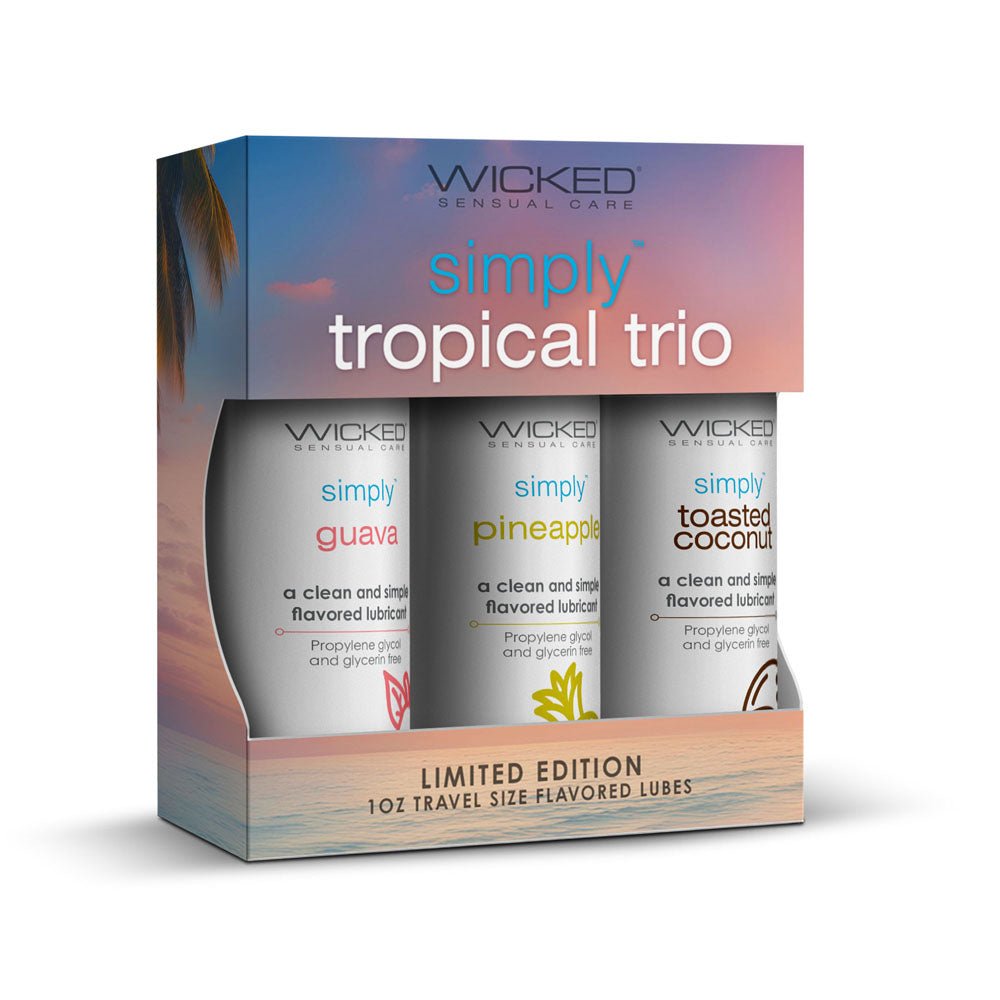 Wicked Simply Tropical Trio - Flavoured Water Based Lubricants - Set of 3 x 30 ml Bottles - Pleasure Den