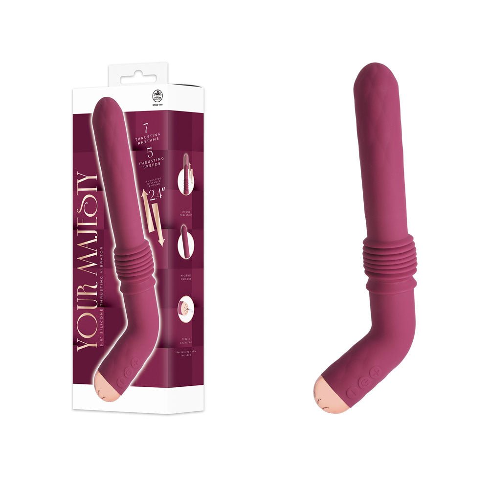 Your Majesty - Maroon USB-C Rechargeable Thrusting Vibrator - Pleasure Den
