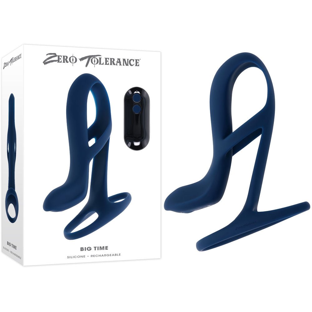 Zero Tolerance BIG TIME - Navy USB Rechargeable Vibrating Penis Sleeve with Wireless Remote - Pleasure Den
