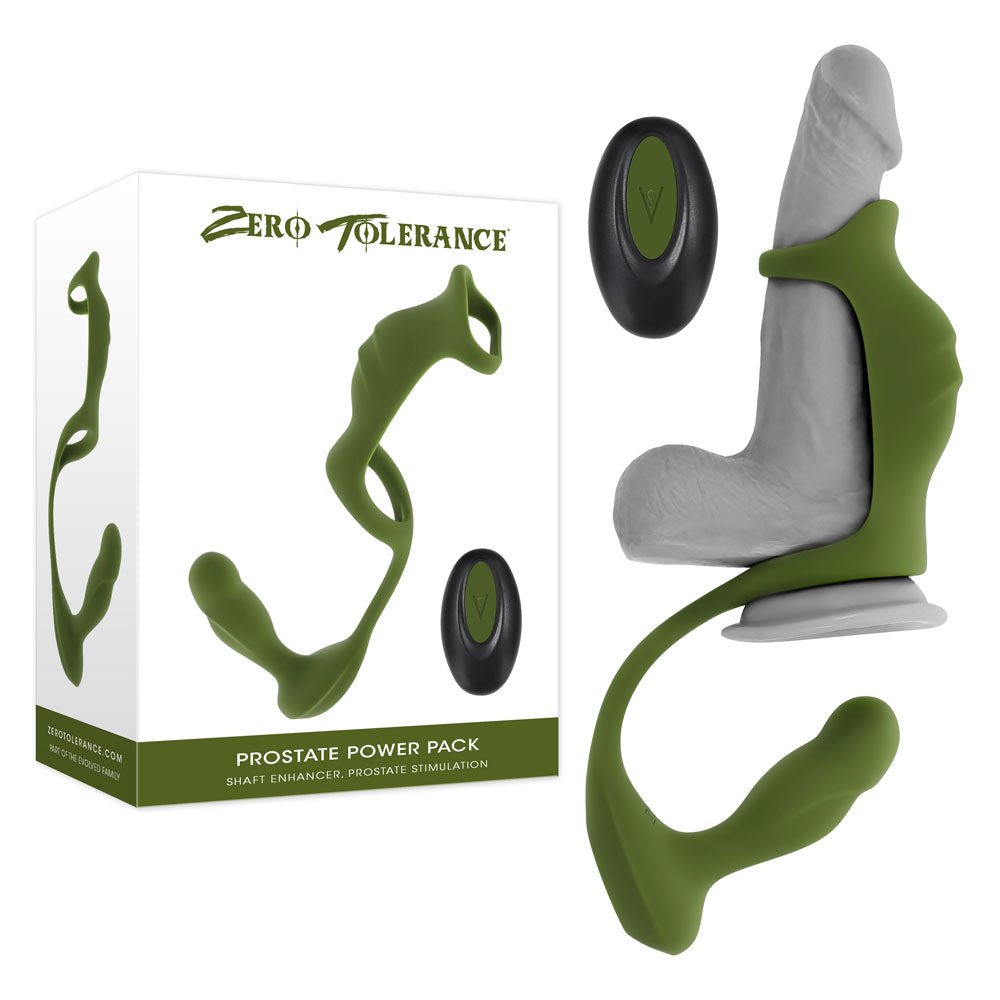 Zero Tolerance PROSTATE POWER PACK - USB Rechargeable Vibrating Prostate Massager with Cock Ring Harness - Pleasure Den