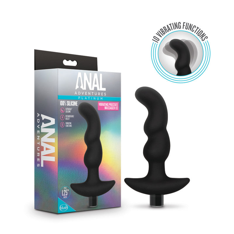 Anal Adventures Platinum Vibrating Prostate Massager 03 - USB Rechargeable 15.2 cm Prostate Massager