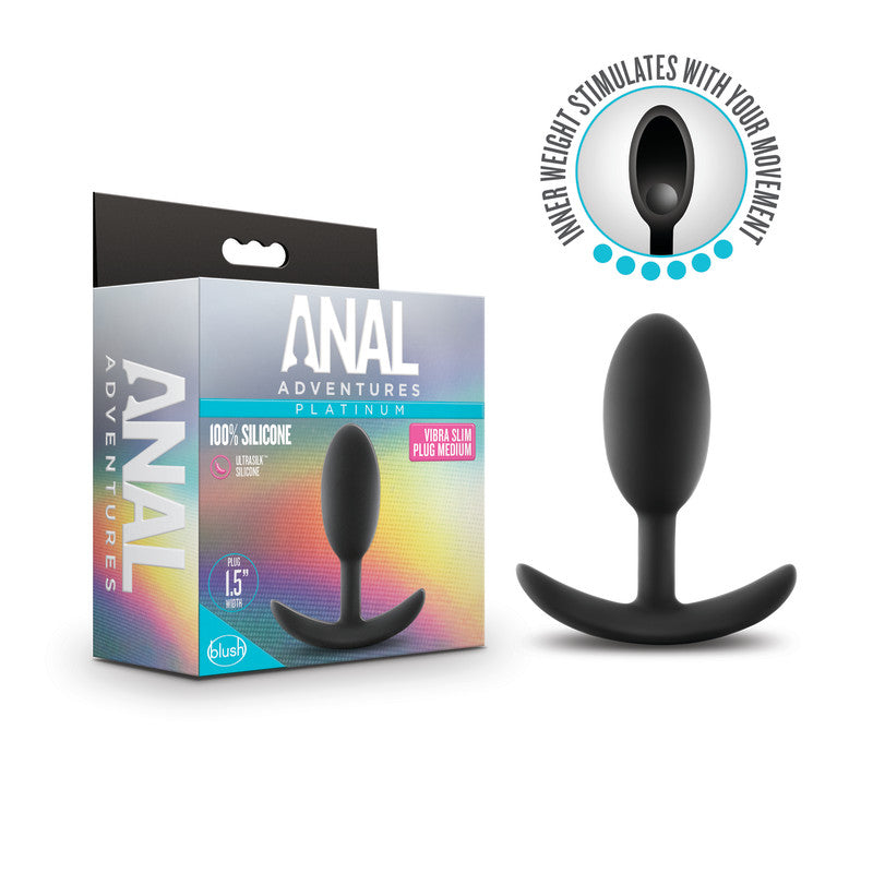 Anal Adventures Platinum Vibra Slim Plug - 10.1 cm Butt Plug with Internal Ball