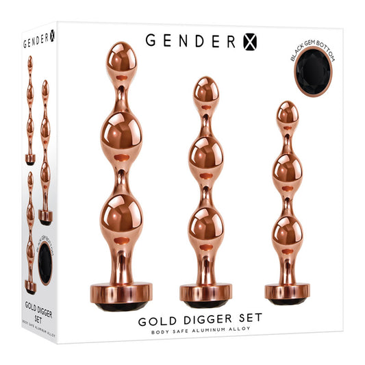 Gender X GOLD DIGGER SET -  Metallic Butt Plugs - Set of 3 Sizes