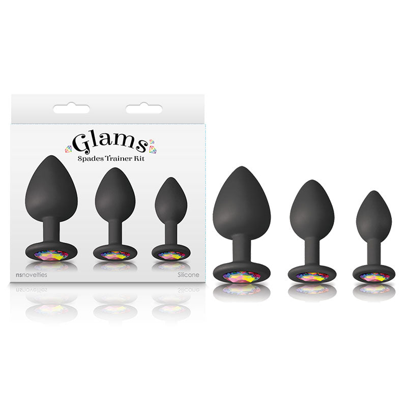 Glams Spades Trainer Kit - Butt Plugs with Gems - Set of 3 Sizes