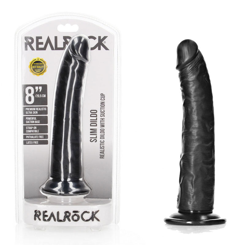 REALROCK Realistic Slim Dildo with Suction Cup - 20.5cm - 20.5 cm (8'') Dong