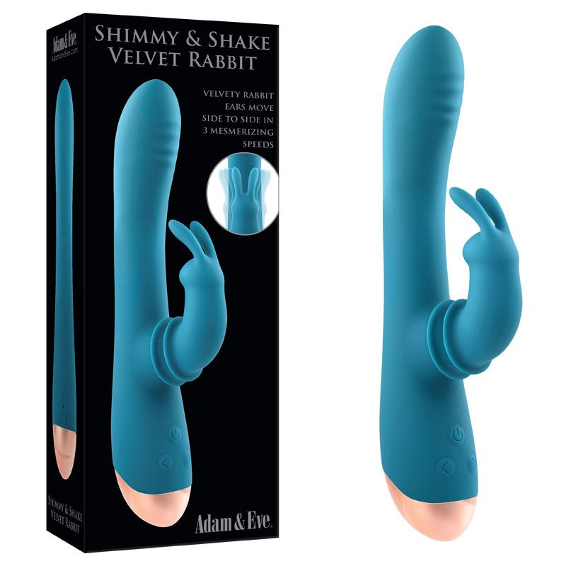 Adam & Eve SHIMMY & SHAKE VELVET RABBIT - 22.4 cm USB Rechargeable Rabbit Vibrator - Pleasure Den