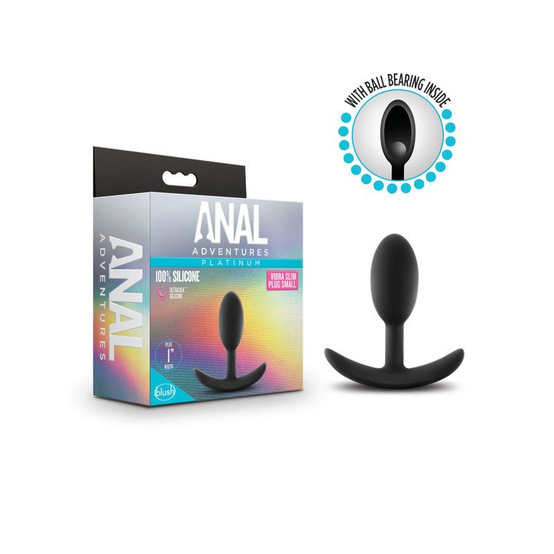 Anal Adventures Platinum Vibra Slim Plug - 8.9 cm Small Butt Plug with Internal Ball - Pleasure Den