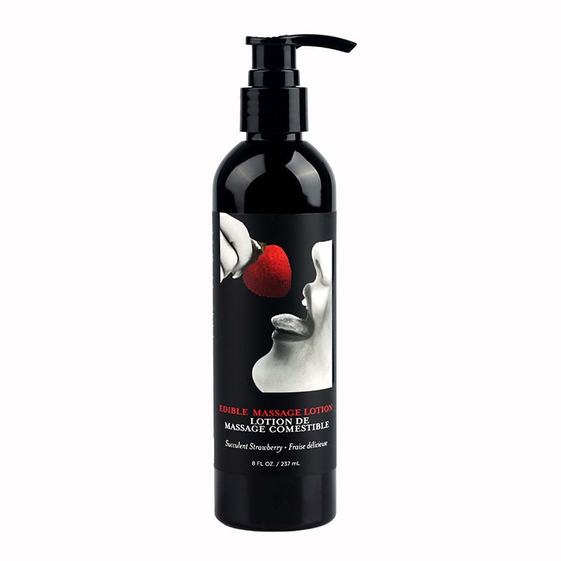 Edible Massage Lotion - Strawberry - Strawberry Flavoured Massage Lotion - 237 ml - Pleasure Den