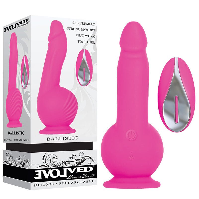 Evolved Ballistic - 19 cm USB Rechargeable Vibrating Dong with Balls Motor & Remote - Pleasure Den