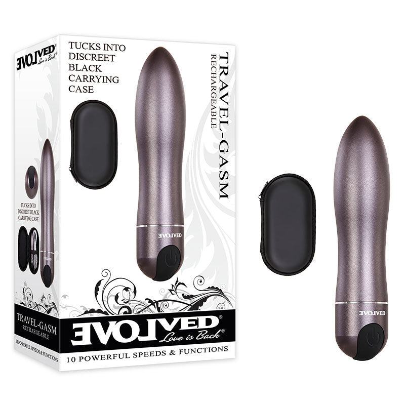 Evolved Travel-Gasm - Gray 9 cm USB Rechargeable Bullet with Travel Case - Pleasure Den