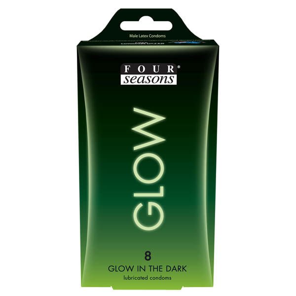Four Seasons Glow N' Dark Condoms - Glow In The Dark Lubricated Condoms - 8 Pack - Pleasure Den