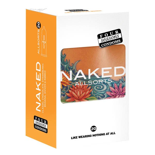 Four Seasons Naked Allsorts - Ultra Thin Lubed Condoms in 6 Styles - 20 Pack - Pleasure Den