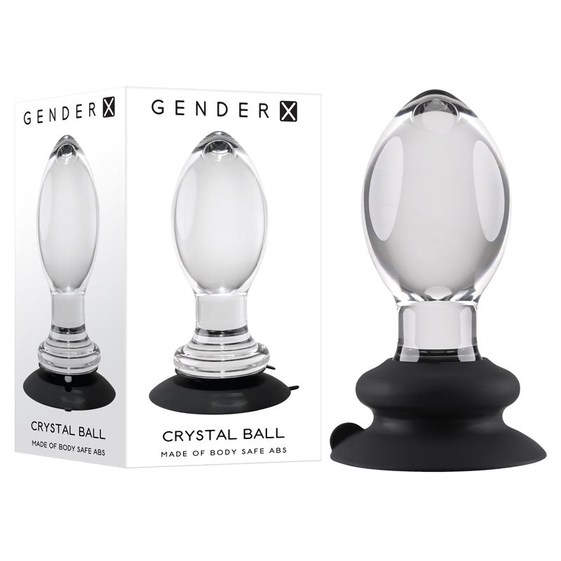 Gender X Crystal Ball - Glass 13.6 cm Butt Plug with Suction Base - Pleasure Den