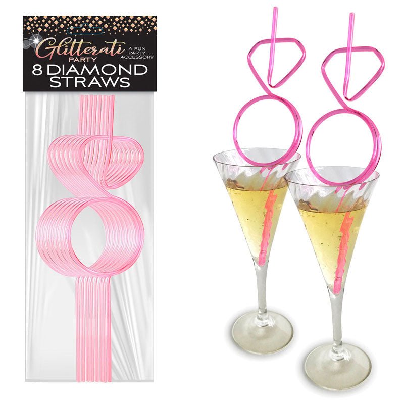 Glitterati - Diamond Ring Straws Set - Hens Party Novelty - Set of 8 - Pleasure Den
