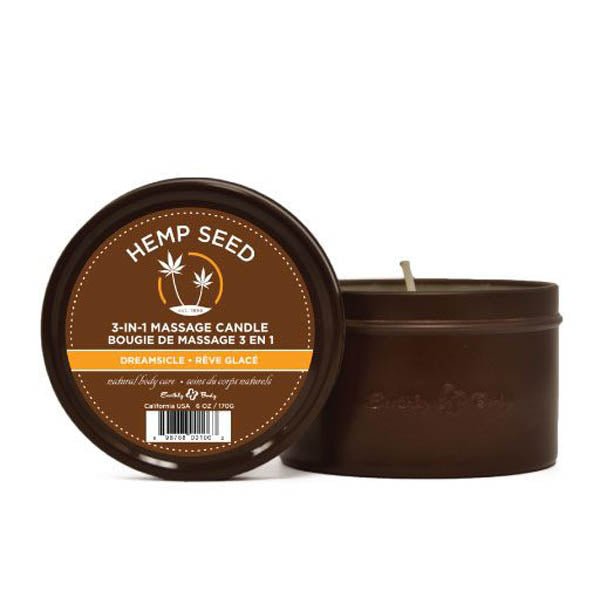 Hemp Seed 3-In-1 Massage Candle - Dreamsicle (Tangerine & Plum) - 170 g - Pleasure Den