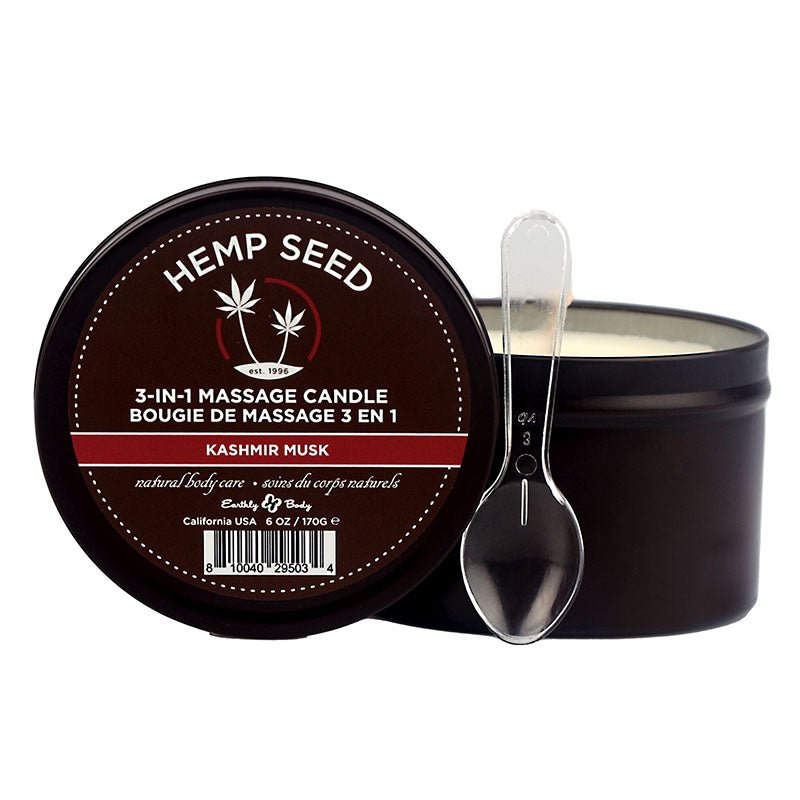 Hemp Seed 3-In-1 Massage Candle - Kashmir Musk (Brandy, Magnolia & Vanilla Musk) - 170 g - Pleasure Den