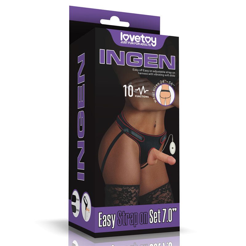 Ingen Vibrating Easy Strap-On Set - 17.8 cm (7'') Vibrating Strap-On - Pleasure Den