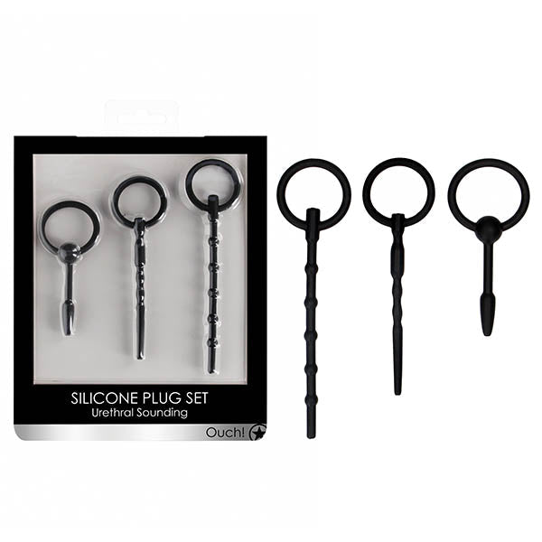 OUCH! Urethral Sounding Plug Set - Black - Set of 3 Sizes - Pleasure Den
